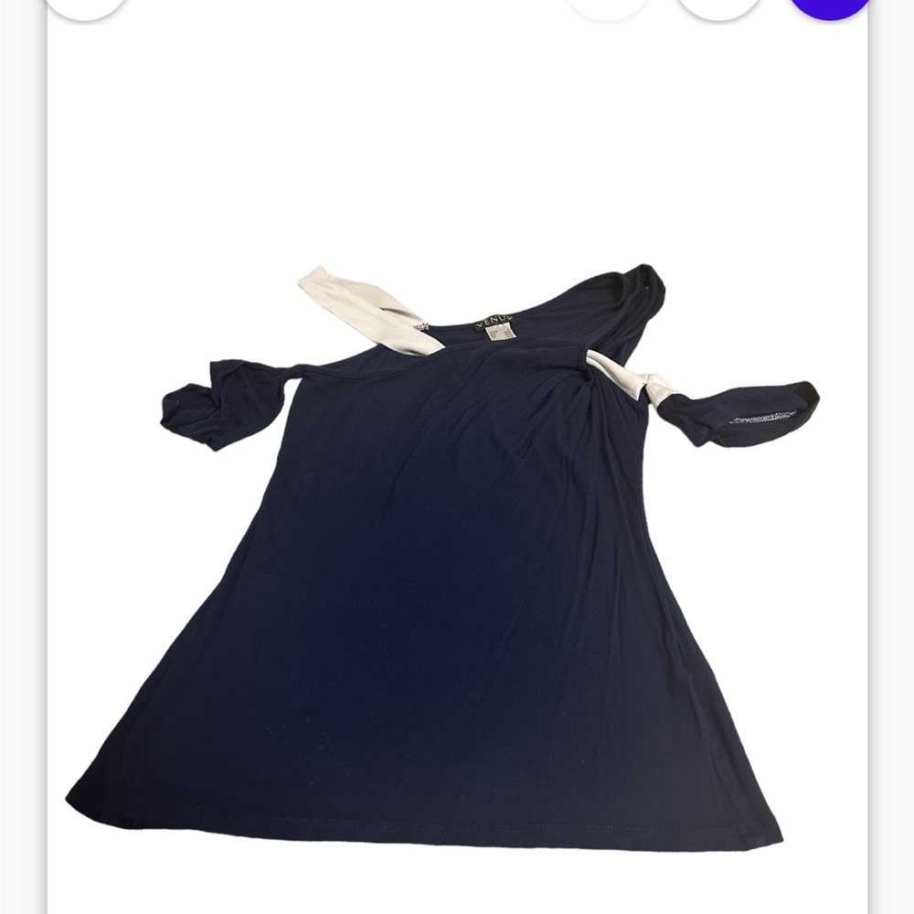 Navy Cold-Shoulder Women's Top